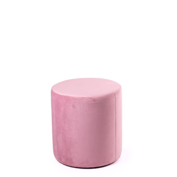 Discounted - Avalon Pouf Rigid Cylinder Pink in pink velvet Diam. 40 cm, Height 42 cm