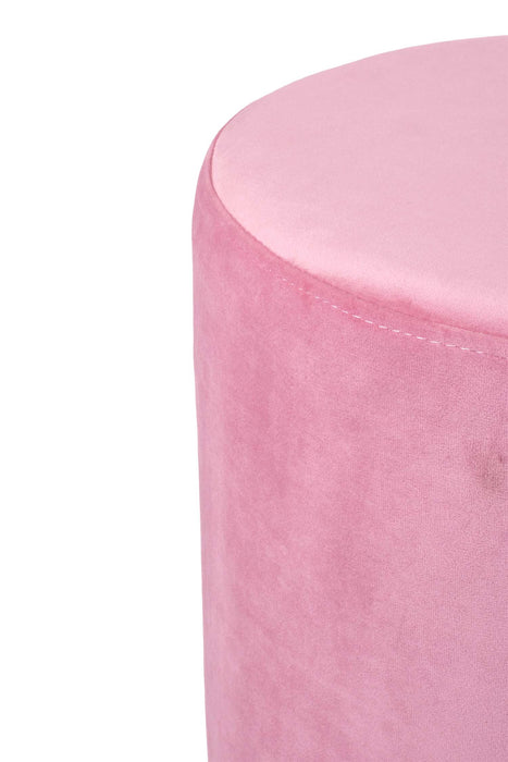 Outlet -  Avalon Pouf Rigido Cilindro Pink in velluto colore Rosa Diam. 40 cm, Alt. 42 cm