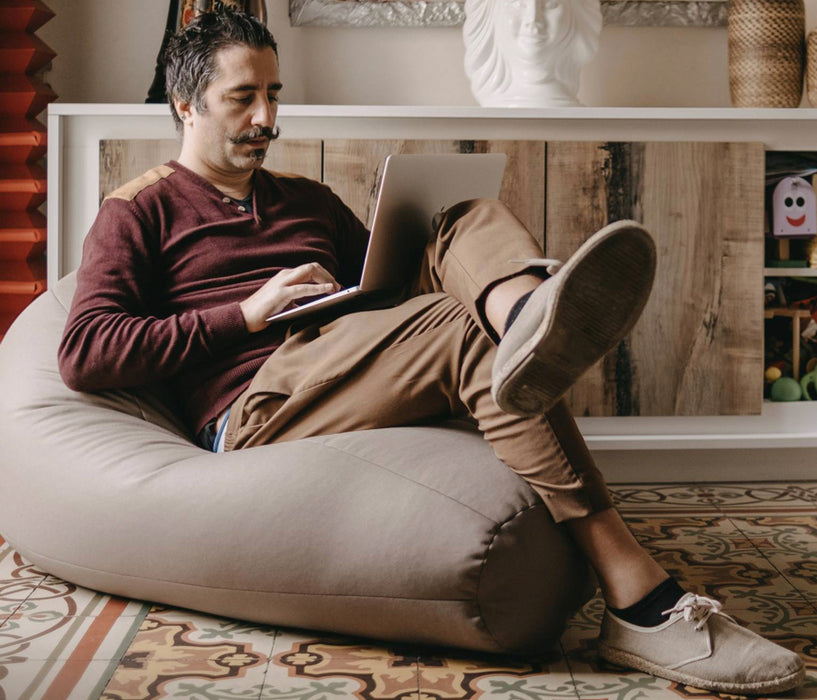 Pouf Poltrona Sacco Media BAG L Jive Tessuto Tecnico Antistrappo Giallo Limone Imbottito Avalon