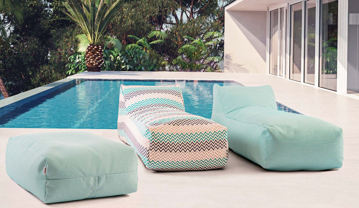 Twill soft square pouf in Funny fabric for outdoor dim: 80x80x30 cm