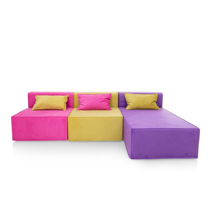 Magia Sofa Double Armchair With Purple Chaise Longue - Softhand Fabric - Avalon