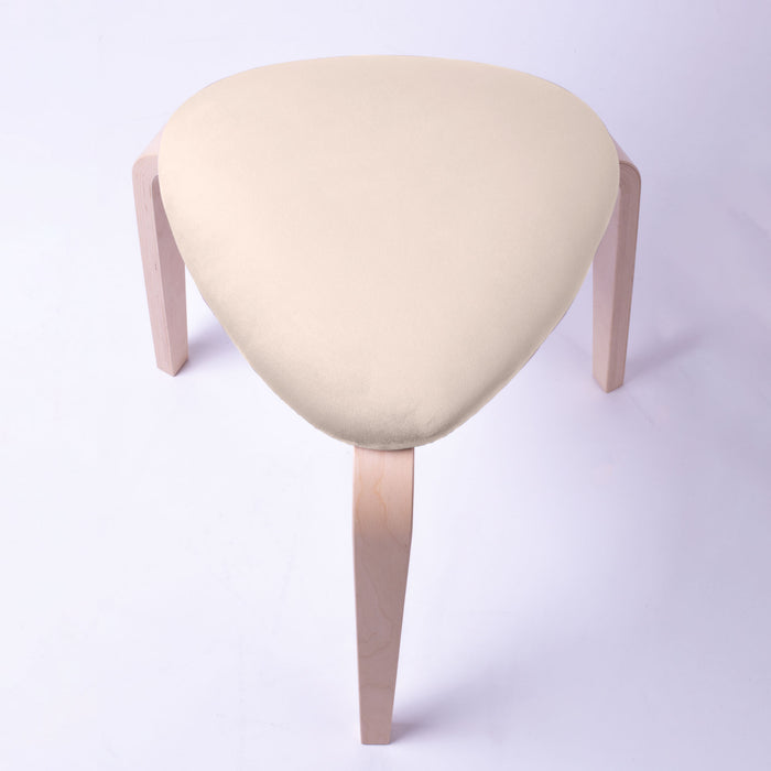 Rotary modern stool in velvet with light natural wood structure dim: H 45 cm x Diam 35 cm